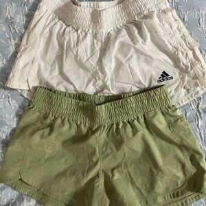 Adidas Women's Athletic Shorts in Olive and White